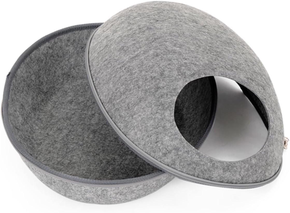 Creative Circle Gray Felt Puppy Bed Soft Lightweight Washable Dog Cushion for Indoor Outdoor Use Portable Pet House for Dogs Cats and Animals