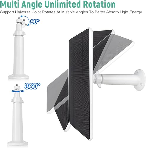 Miniatura 5 de Panel solar USB para cámara de anillo, cargador de panel solar tipo C 5 V 6 W con cable de carga impermeable de 10 pies, micro USB y USB-C y puerto