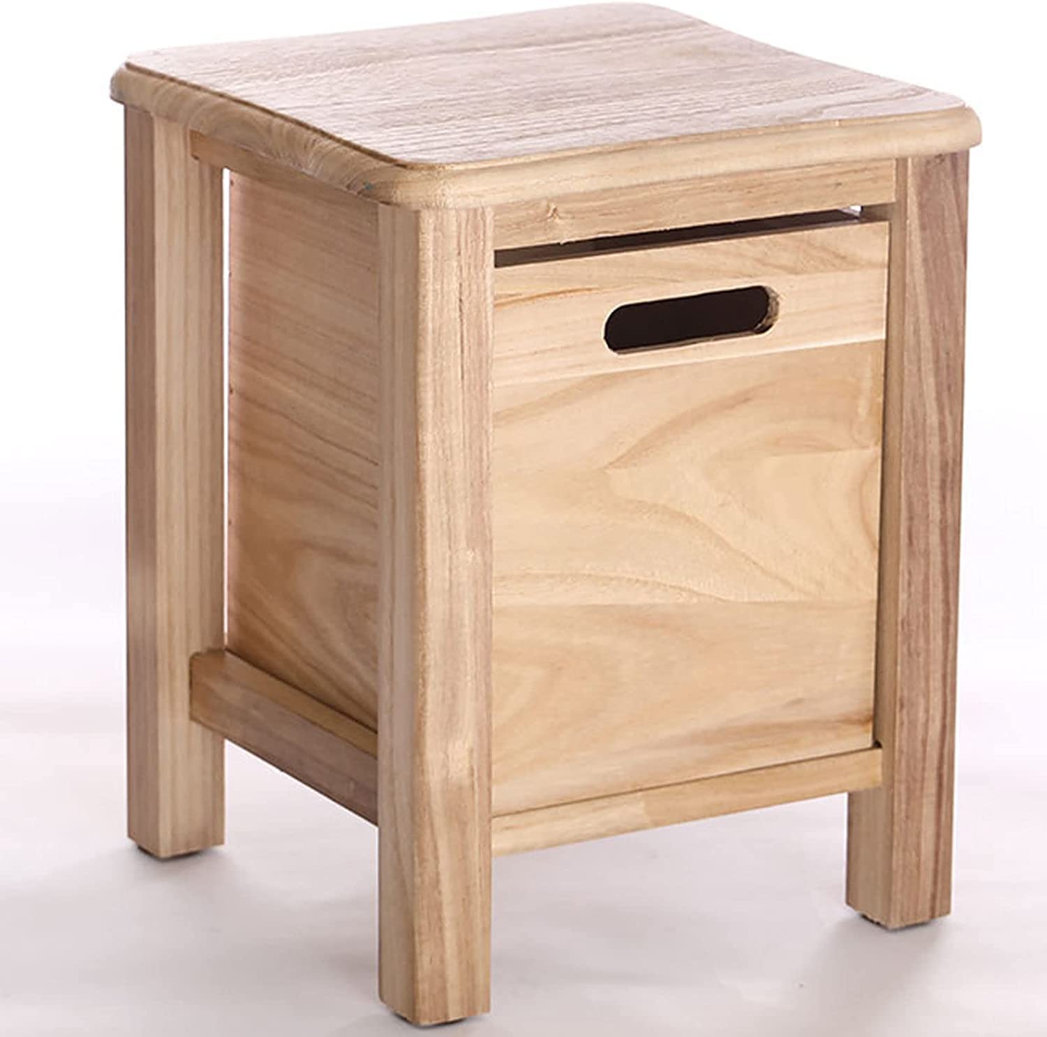 Tabouret à chaussures pouf de rangement avec tiroir bois