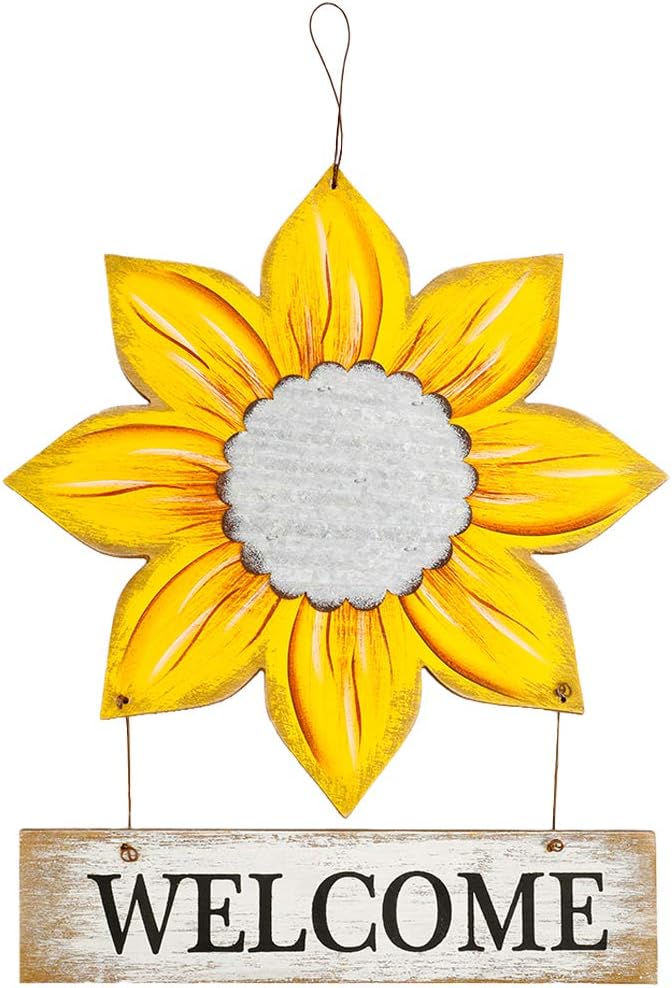 G-D302A00-US ひまわり ウェルカム装飾サイン 木製ボード ドア/壁飾り