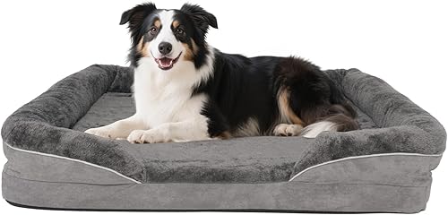 Miniatura 10 de Cama ortopédica para perros medianos y grandes, cama para mascotas con lados, impermeable, con funda extraíble lavable y alfombrilla de espuma para