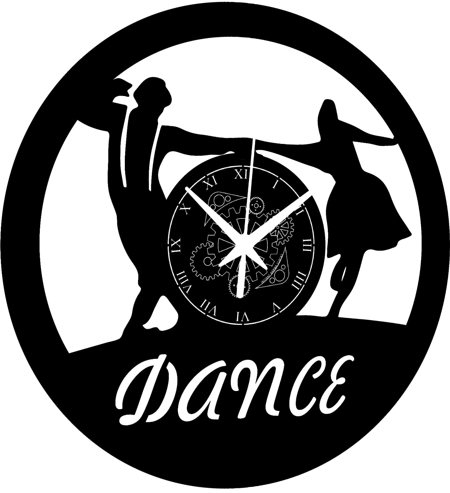 Instant Karma Clocks | Wall Clock Dancing | Ballet | Music | No Ticking Home Decoration, Vinyl, Black, ⌀12 inch