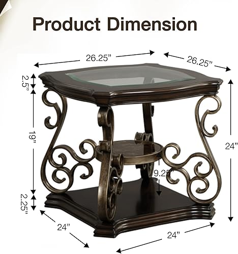 Miniatura 3 de ECLYL Mesa consola industrial de 3 niveles con estante de almacenamiento, mesa de entrada con tablero de vidrio de mármol MDF, mesa de centro para