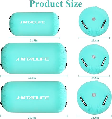 Miniatura 2 de Hmtaolife Colchoneta inflable de entrenamiento de gimnasia para yoga, rodillo de aire para hogar, patio, agua, animadora, 10 pies de largo, 3.3 pies