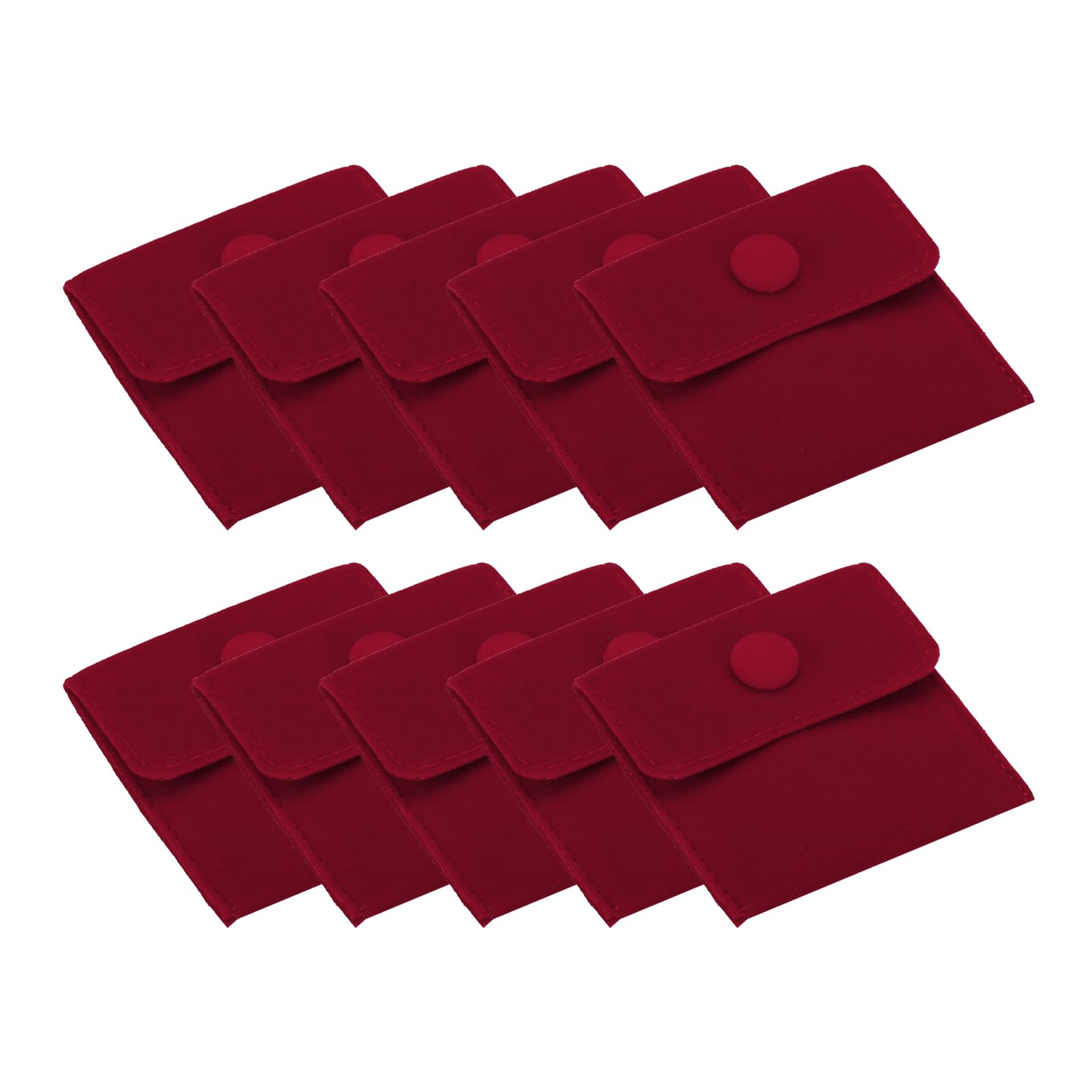 Pochettes à bijoux en velours rouge foncé PATIKIL 7x7cm avec bouton pression (10 Pcs)