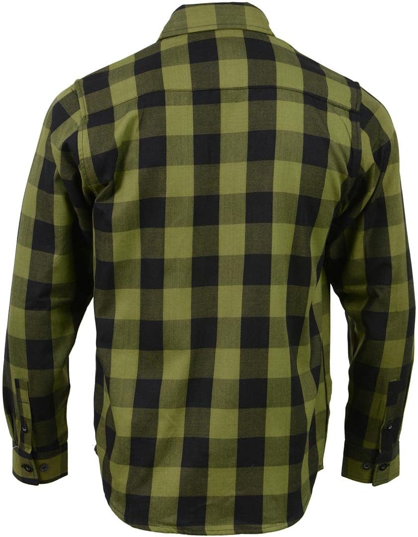 Milwaukee Leather MNG11668 Men's Black and Green Long Sleeve Cotton Flannel Shirt - Image 2