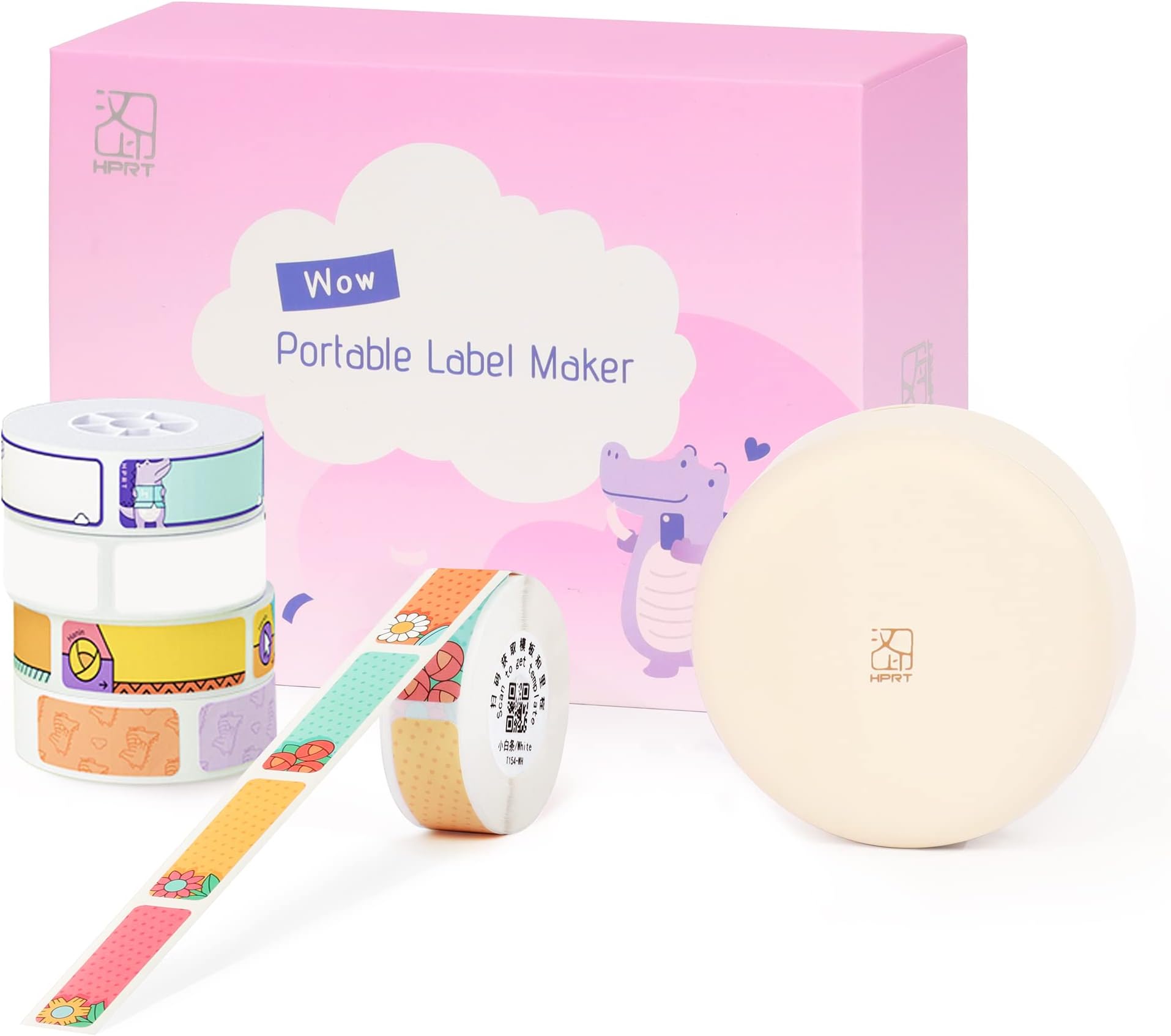 HPRT Label Makers H11 Label Makers with Tapes, Mini Inkless Labeler Bluetooth Connection for Kids School Items Compatible with iOS & Android (5 Tapes Included)