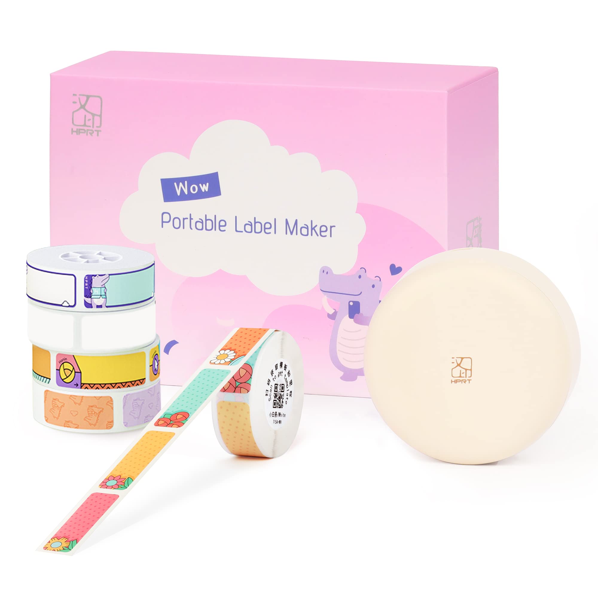 HPRT Label Makers H11 Label Makers with Tapes, Mini Inkless Labeler Bluetooth Connection for Kids School Items Compatible with iOS & Android (5 Tapes Included)