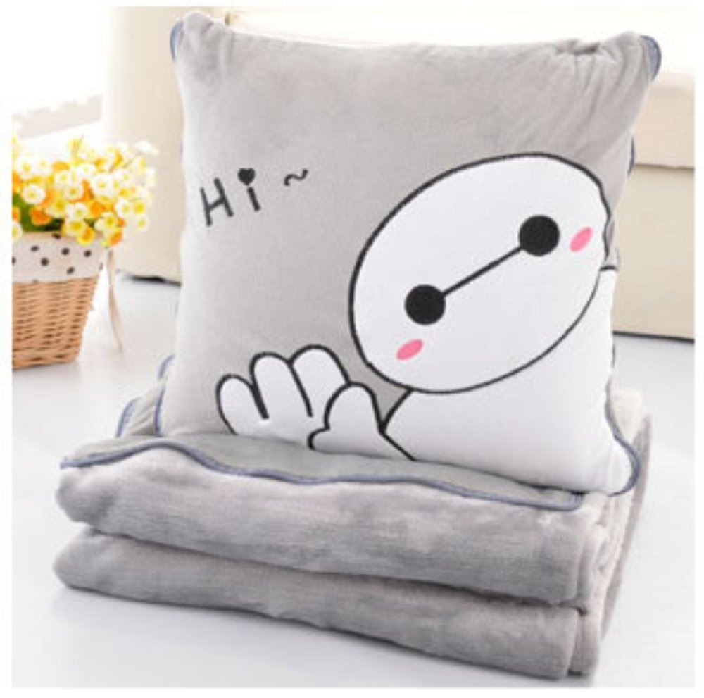 6378.7 Inches Soft Gray Big Hero 6 Baymax Throw Pillow & Blanket 2 in 1 (gray hi)