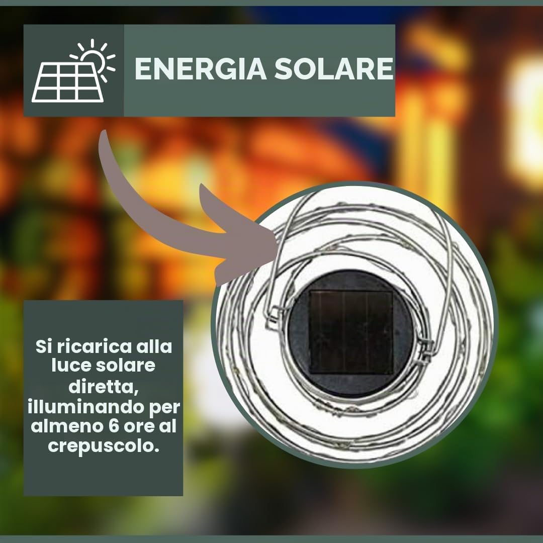 Garden Mile 4x Luci LED Solari a Spirale Illuminazione per Esterni Set di 4 Lanterne da Appendere per Giardino Luci Bianche Calde Luci a Spirale in Rame da Appendere Decorazione Autunnale per Esterni