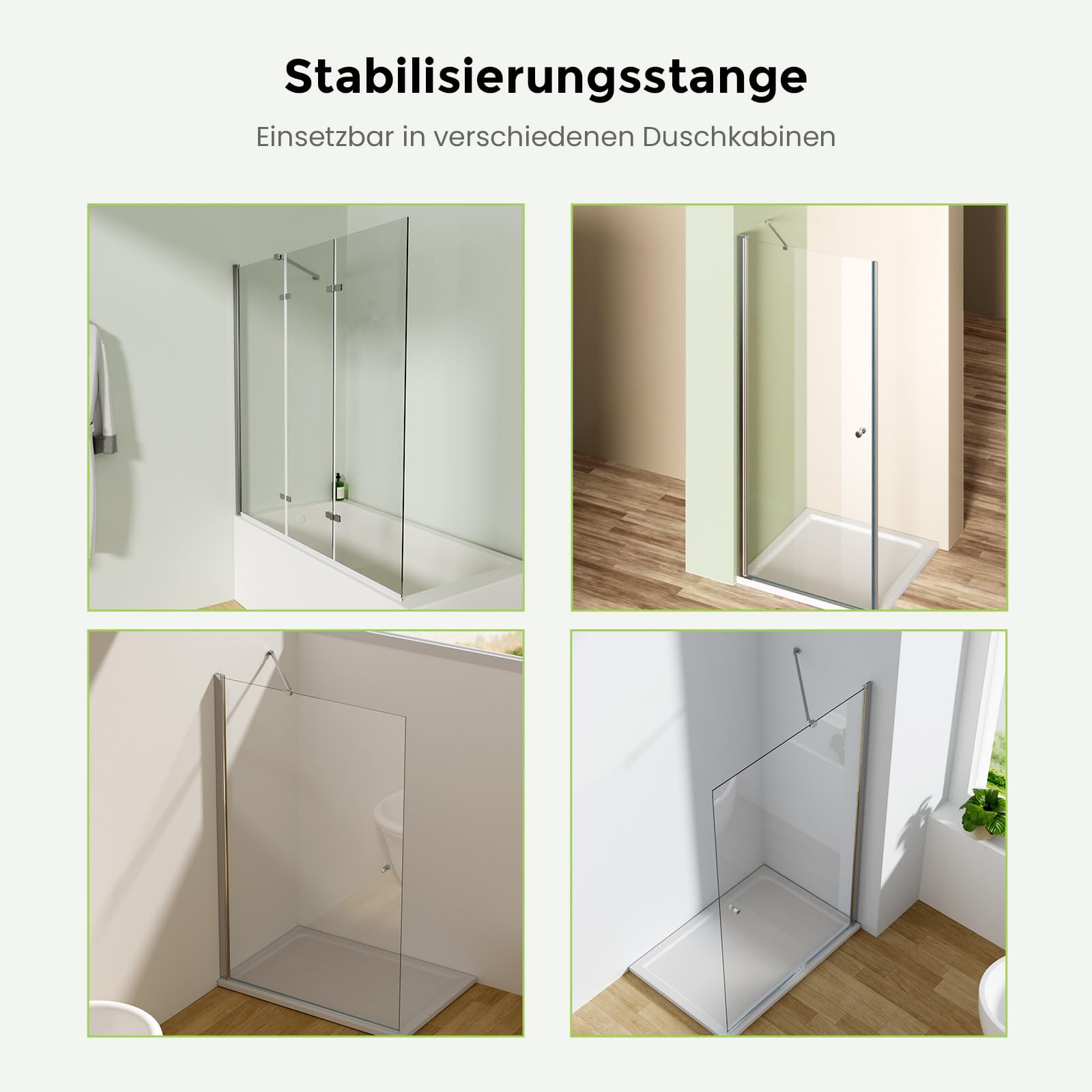 S'AFIELINA Barre de stabilisation pour cabine de douche en aluminium, stabilisateur pour verre de douche 5-6 mm d'épaisseur, support mural longueur réglable 500 mm (1 pièce)