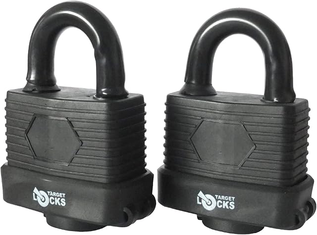 YBG Home 2 Pack Padlock with Key, Weatherproof Outdoor, Waterproof Lock 40mm Heavy Duty Padlocks Anti-Cut, Laminated Steel for Gym Locker, Garage, Fence, Shed, Yard