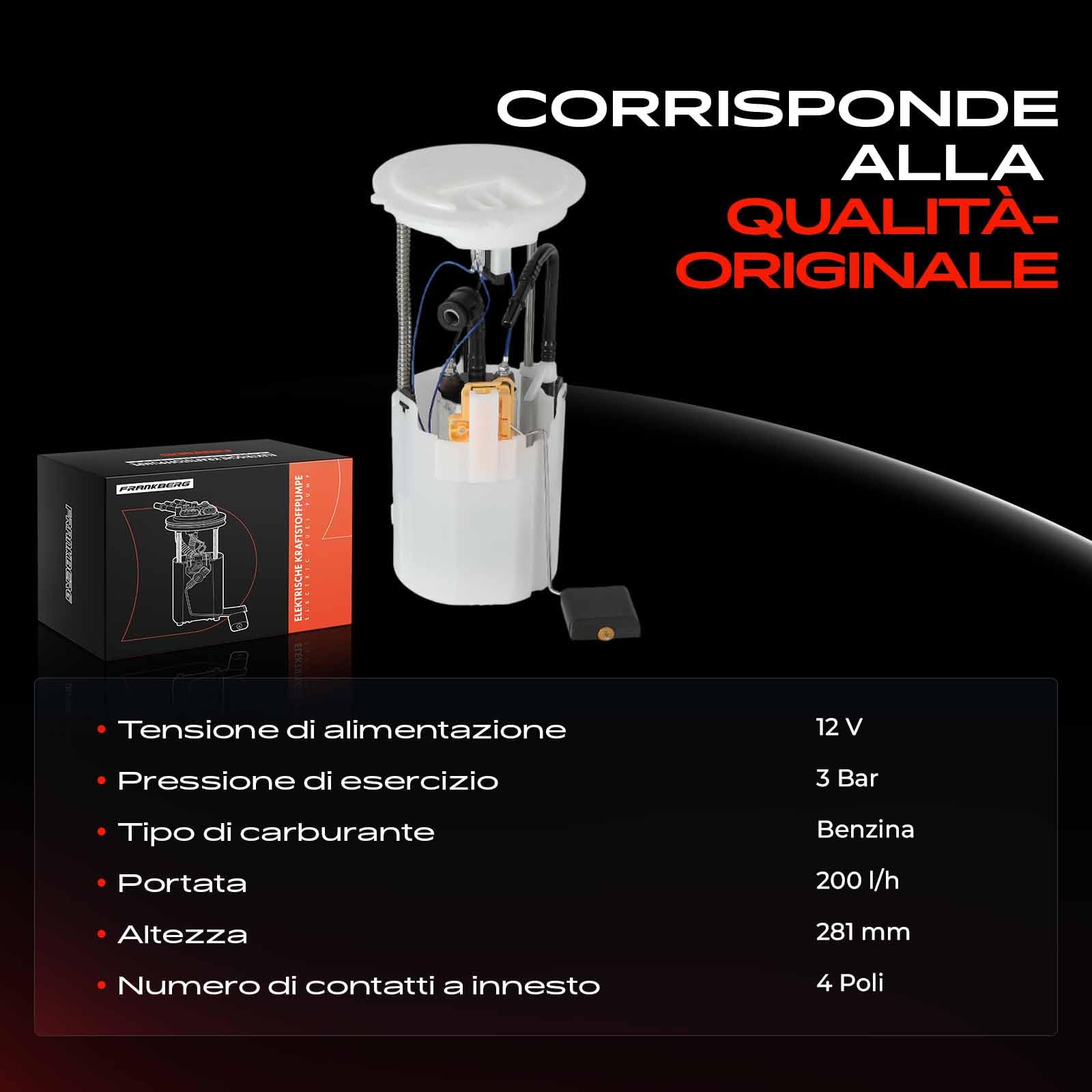 Frankberg Pompa del carburante pompa del diesel modulo dell'unità di | senza sensore di pressione, 4 pin, 1694700594; Compatibile con: Classe B W245, Classe A W169