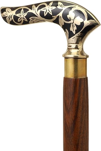 Miniatura 6 de Bastón de madera para caminar, bastón de madera para personas mayores, caña de palo de rosa con cabeza plateada, bastón para caminar para hombres y