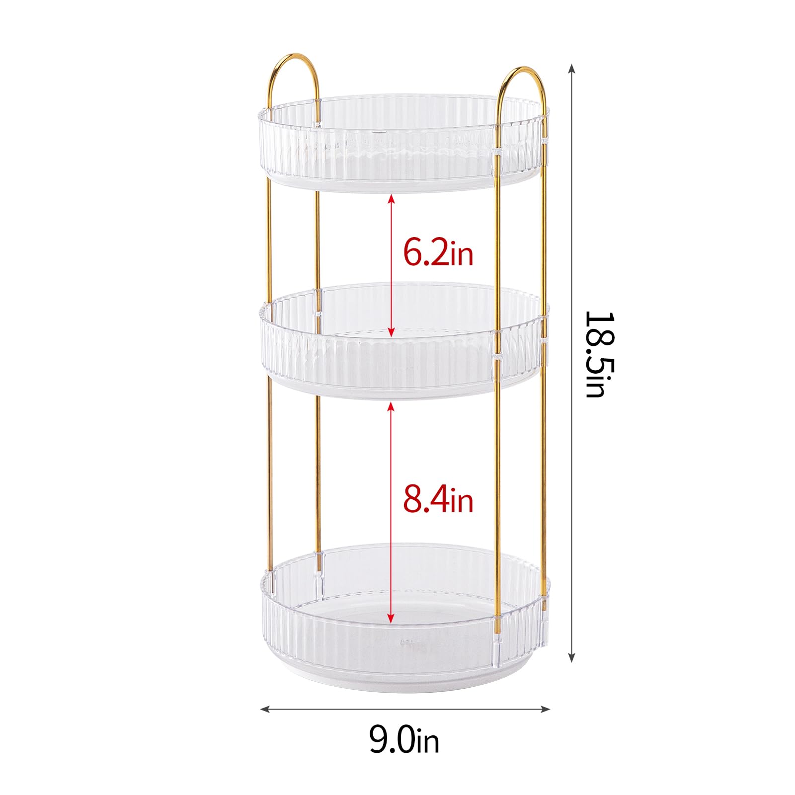 360° Rotating Makeup Organizer for Vanity - 3 Tier Perfume Organizer with Large Capacity - Skincare Organizer for Bathroom Counter - Space-Saving Cosmetic Storage for Dresser Countertop (Clear)