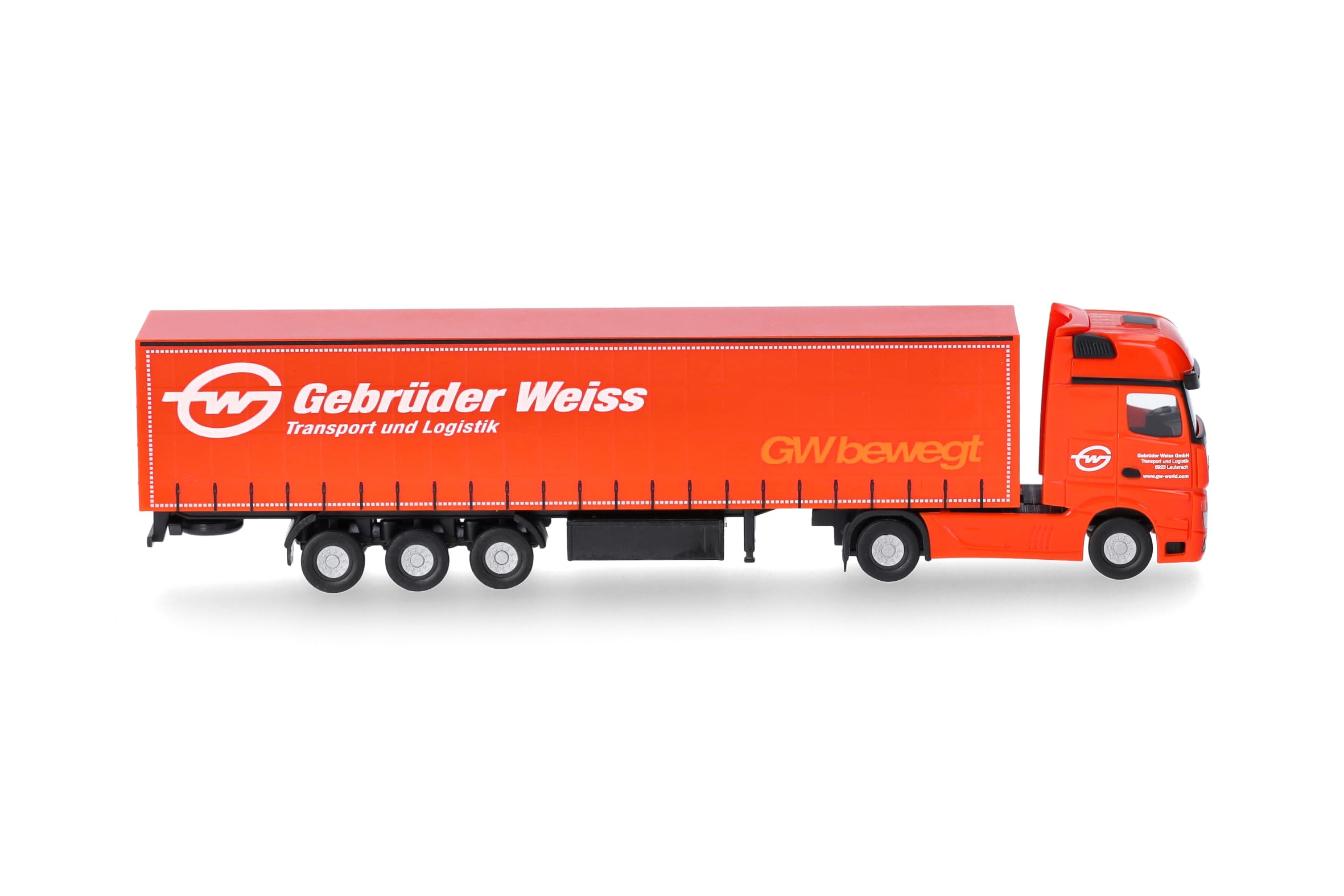 Herpa 066891 | MB Actros Gigaspace Gardinenplanen-Sattelzug | Gebrüder Weiss | Spur N | 1:160 | Miniaturmodell