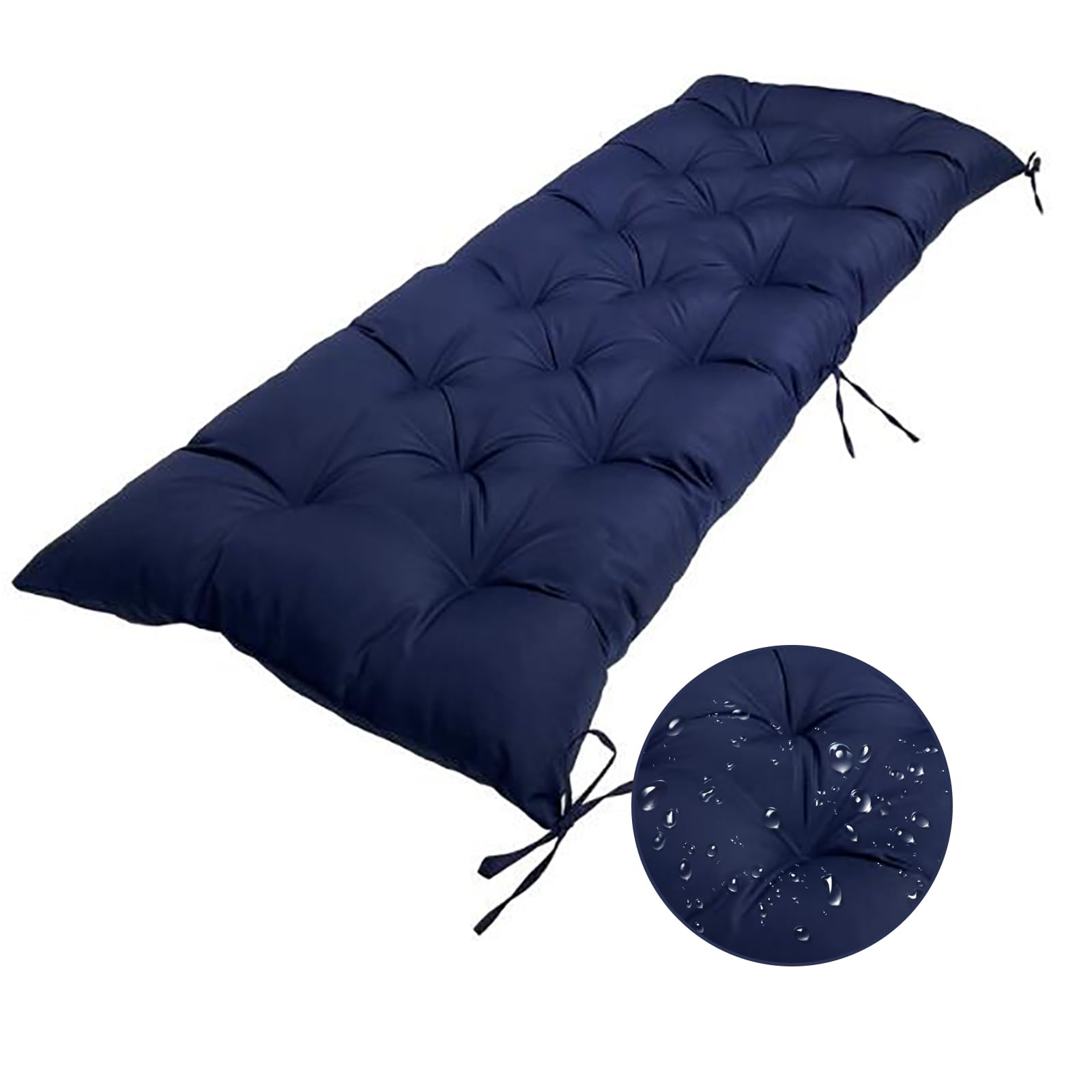 Indoor Outdoor Waterproof Bench Cushion, Swing Cushion, Non-Slip Tufted Replacement Seat Pad for Garden Patio Furniture Lounger Bench (Navy Blue, 40x20 in)-image-22