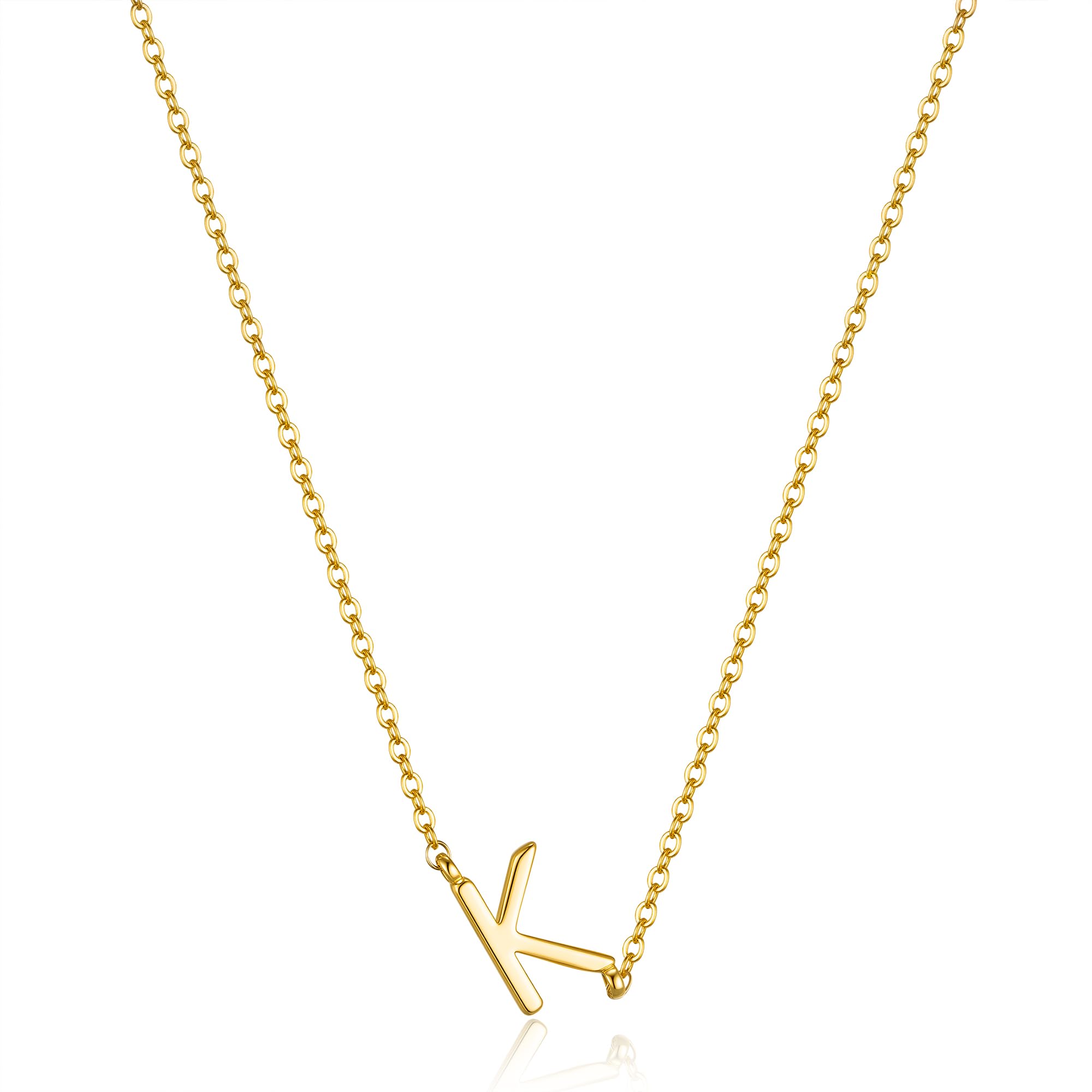 Initial Necklaces for Women, Dainty Gold Letter Necklace 14k Gold Plated Sideways Initial Necklace Cute Name Simple Choker Necklaces for Women Trendy Jewelry Gifts