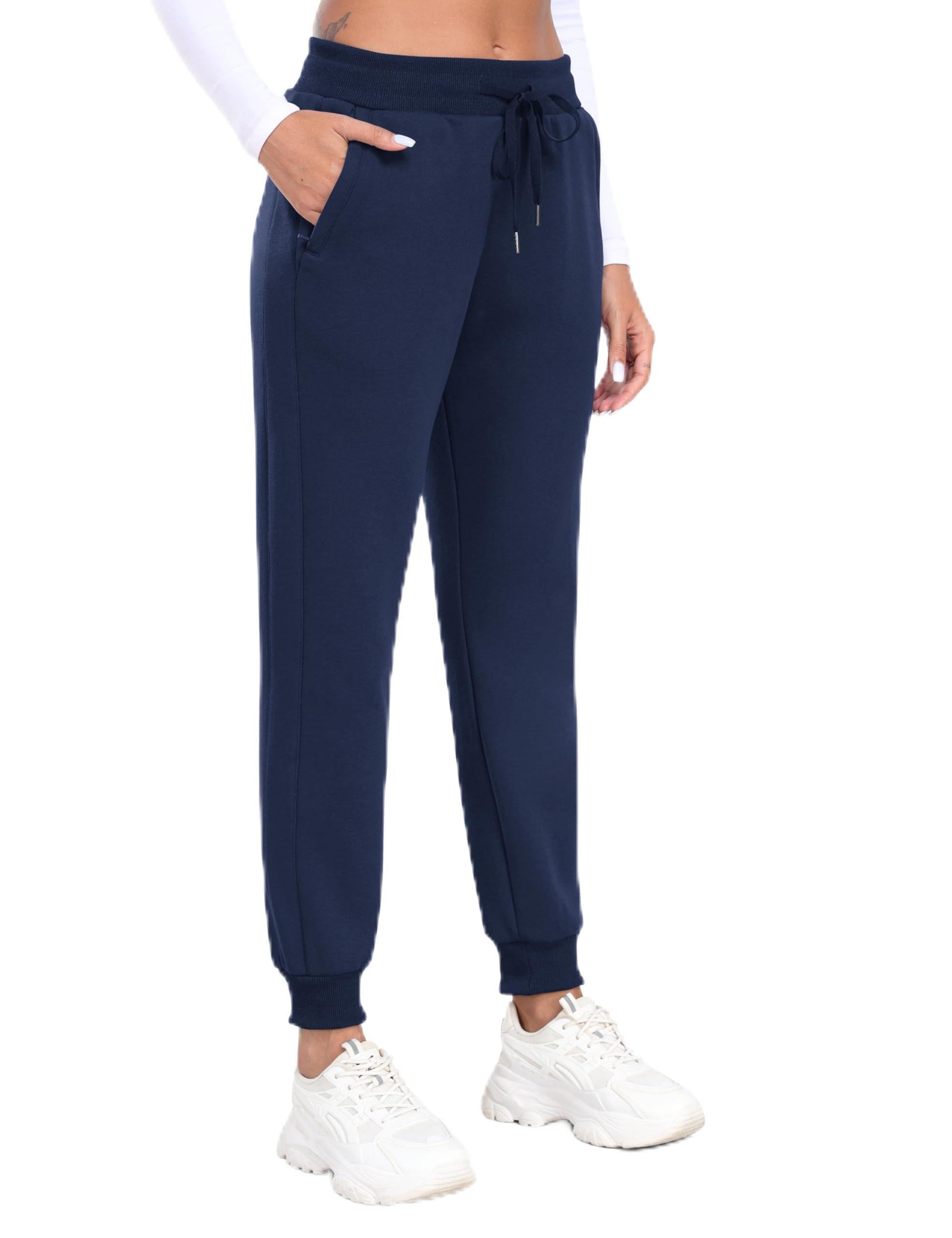 MoFiz Women's Fleece Lined Hiking Pants Water Resistant High Waisted Thermal Joggers Winter Running Sweatpants Zip Pockets