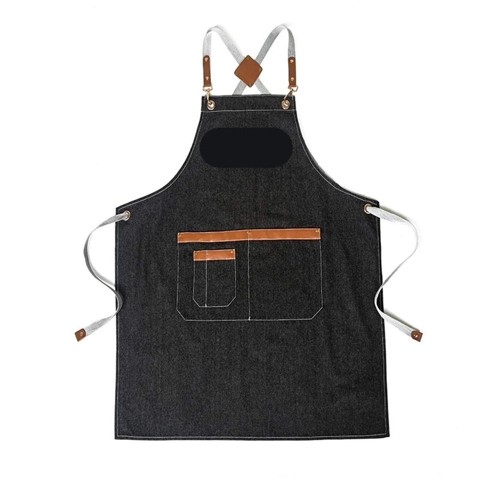 Delantal de Trabajo con Bolsillos Delantal vaquero for hombre y mujer, delantales de cocina, tela vaquera, Mandiles trabajo, bolsillos múltiples, camarero, limpieza restaurante