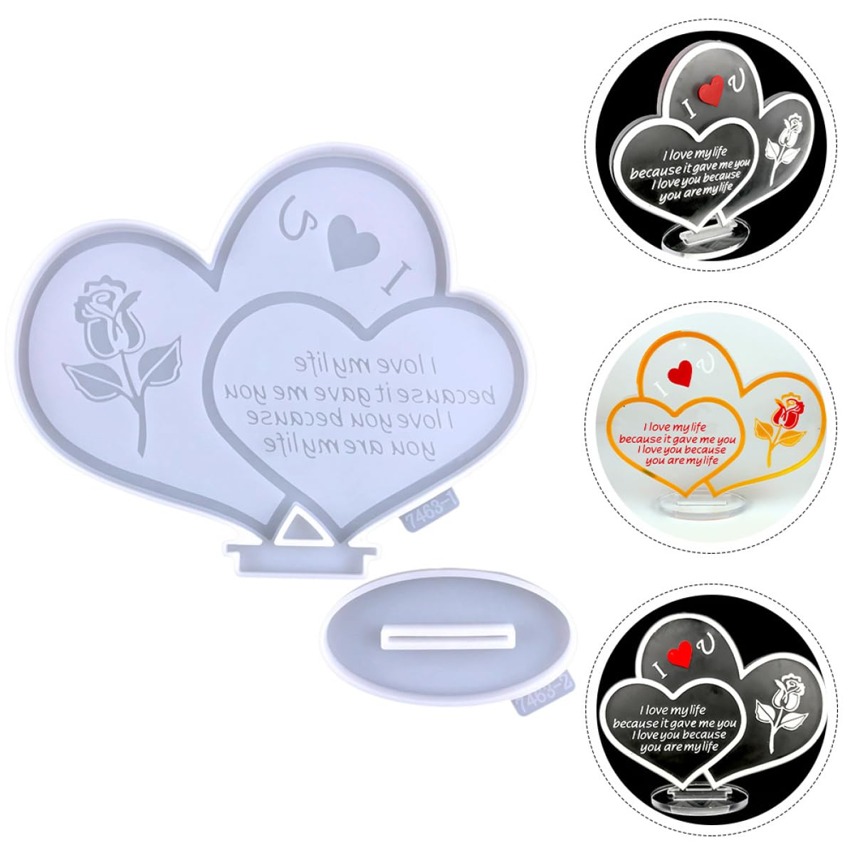 NUOBESTY 5 Ensembles Moule Pendentif Amour Anti Moule réutilisable Moule à Glace Moule à glaçon Rose Moule Bricolage en Forme de Coeur Moule de Signe de Coeur de Silicone Blanche
