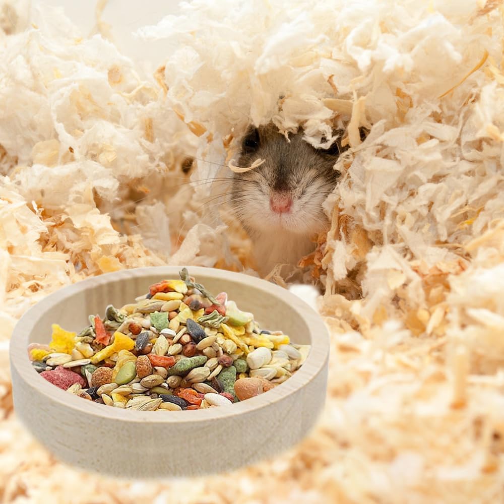 Bekecidi Lot de 2 Gamelles en Bois pour Hamster, Gerbille, Chinchilla, Écureuil Volant, Hérisson, 2 Tailles