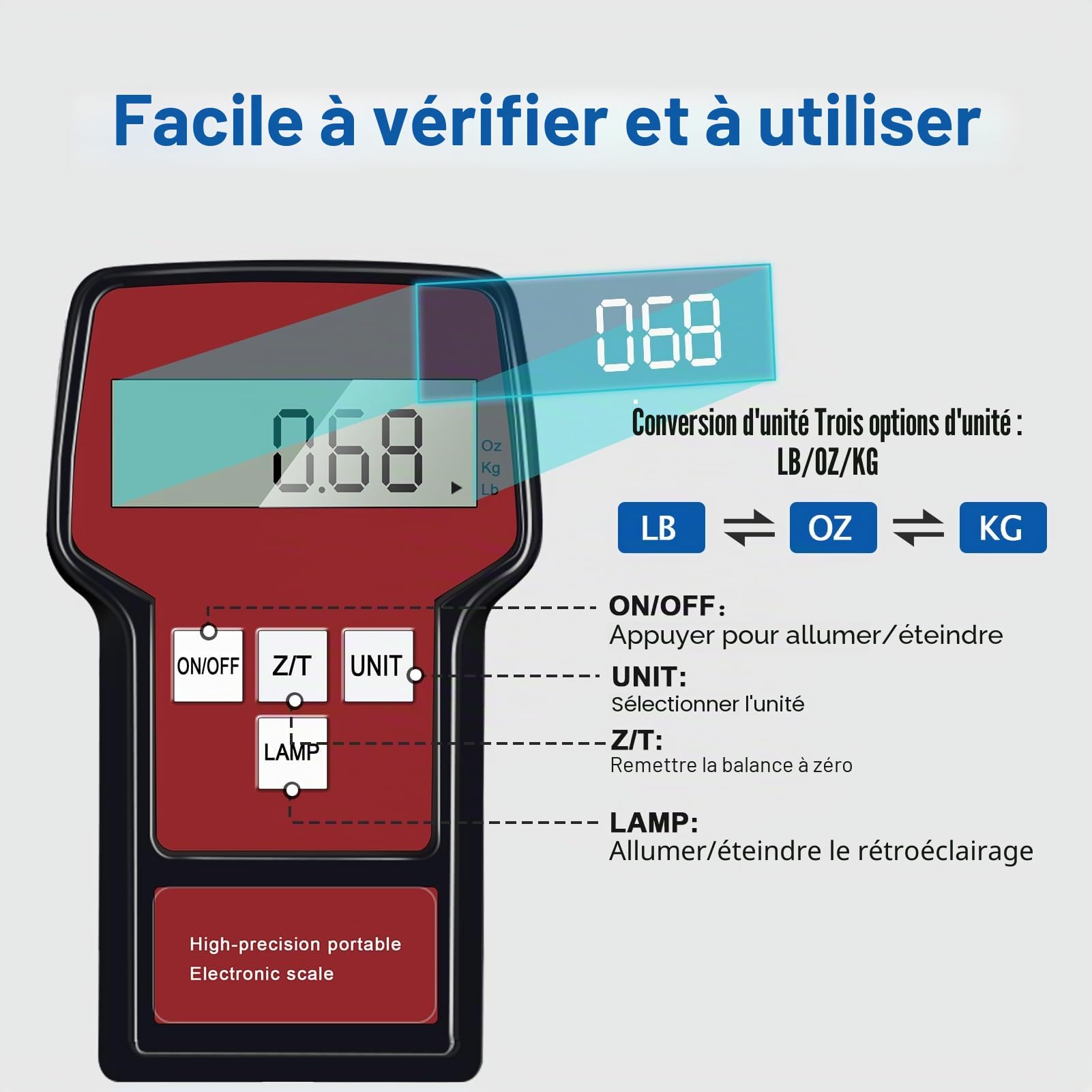 Balance électronique pour réfrigérant, 100 kg, balance de charge de réfrigérant électronique, Convient aux balances fréon R32 et R454B, balance de récupération pour CVC, AUTO AC (ACS-100A)