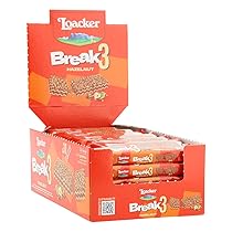 Loacker, Break3, Barrette con Crema alle Nocciole 100% Italiane e Ripieno di Friabili Cialde Crispies, Snack Croccante e Gustoso, Formato Convenienza, Confezione Display da 30 Barrette Monoporzione