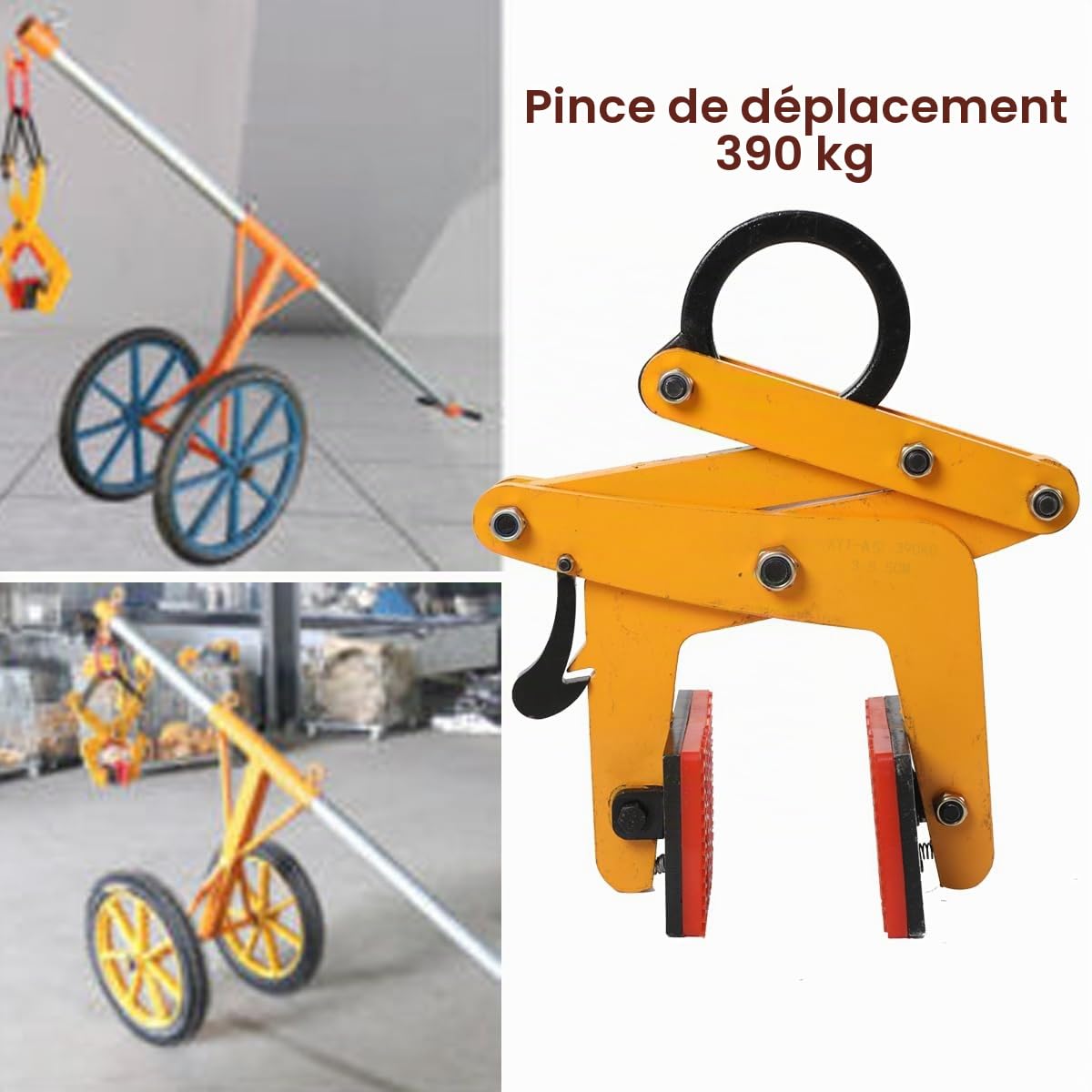 Pince de levage 0-6,5 cm 390 kg Pinces à pierre réglable, Pince universelle pour bordures, Porte Pierres Lève-pierre Grappin Verticales Pince à Gourmette Pour Levage et Transport