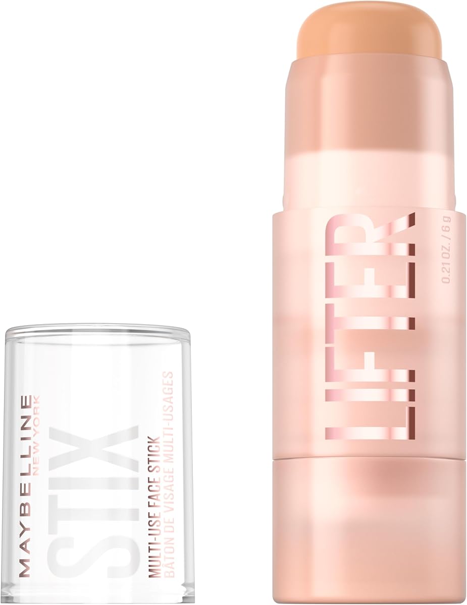 Maybelline Lifter Stix Barra facial multiusos – Contorno, bronceador, corrector y base en barra, maquillaje facial cremoso todo en uno con aceite de semilla de arándano, 20, 1 unidad