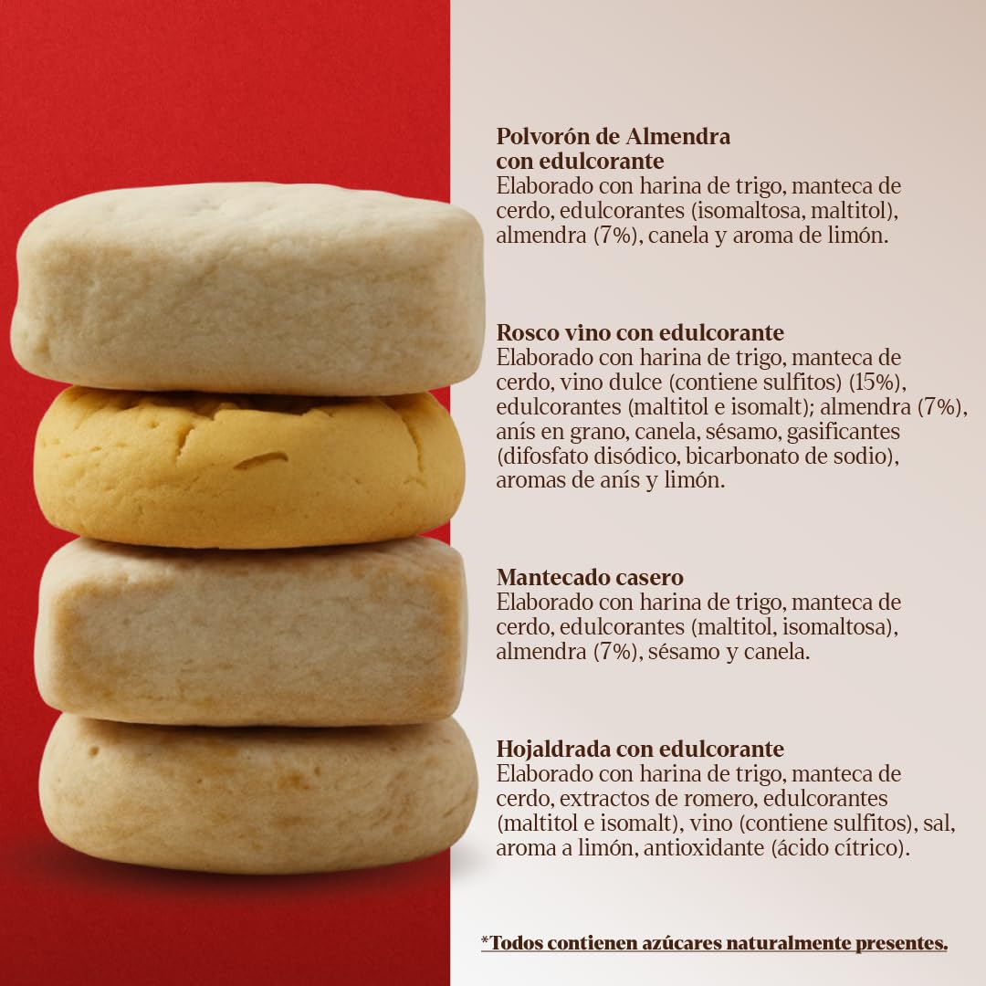 LAPASION – Surtido De Polvorones, Mantecados Caseros Y Rosco De Vino | Hojaldre Españoles Para Regalo | Artesanos| Chuches Navidad | Contienen Almendras | Caja De 3kg