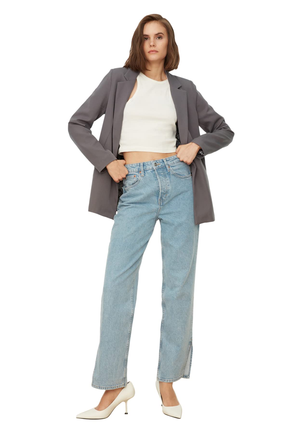 Trendyol Detailed Veste Blazer Black Leopard Primer-Noir Femme