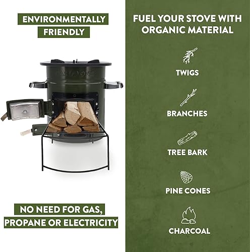 Miniatura 3 de GasOne - Estufa de leña prémium para acampar para mochileros, senderismo, caravanas y supervivencia, kit de estufa de barril aislada con asas de
