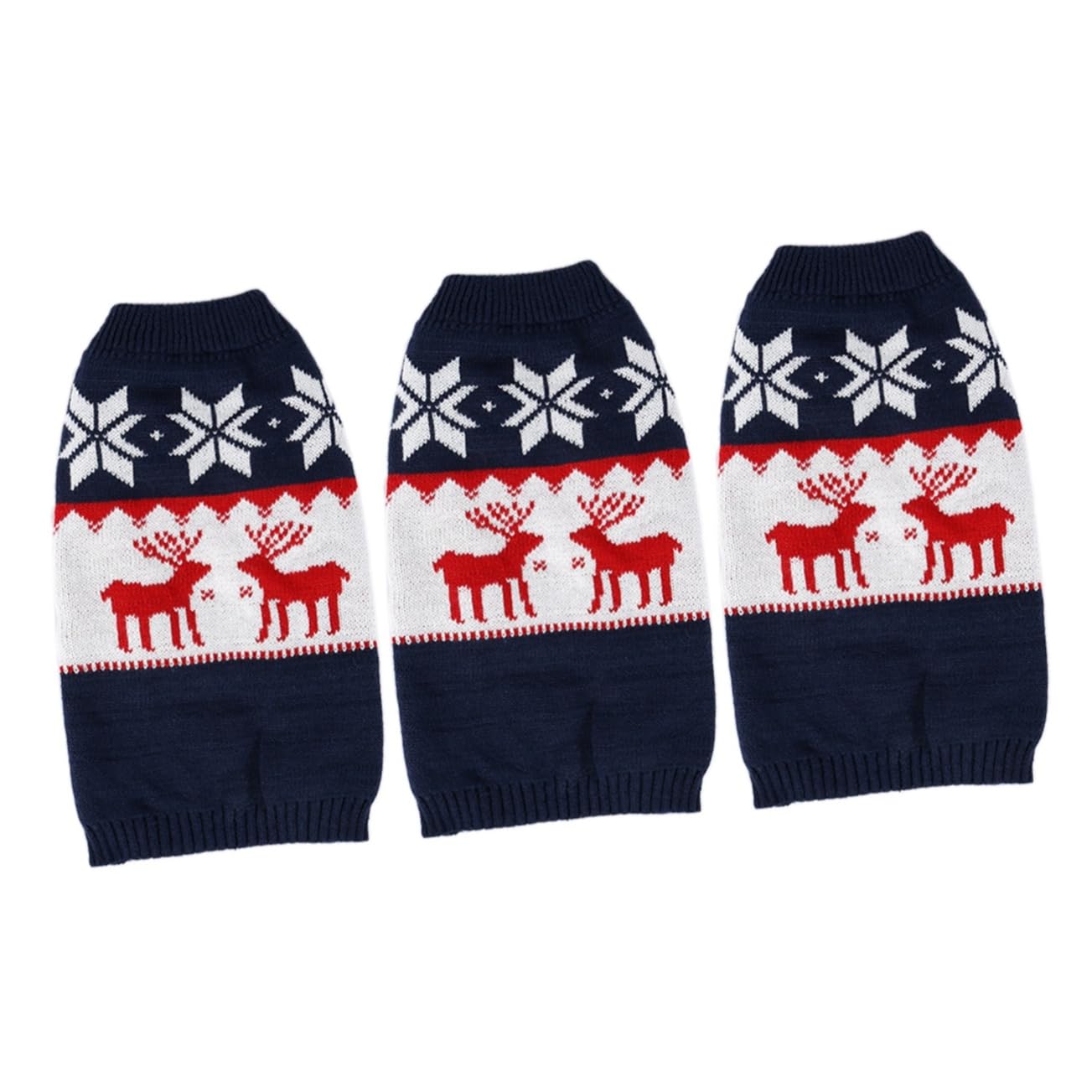 BESPORTBLE 3pezzi Maglione Natalizio per Animali Domestici con Motivo Cervi Sweater Invernale per Cani e Gatti Abbigliamento Maglia per Pet Comodo e Caldo Taglia