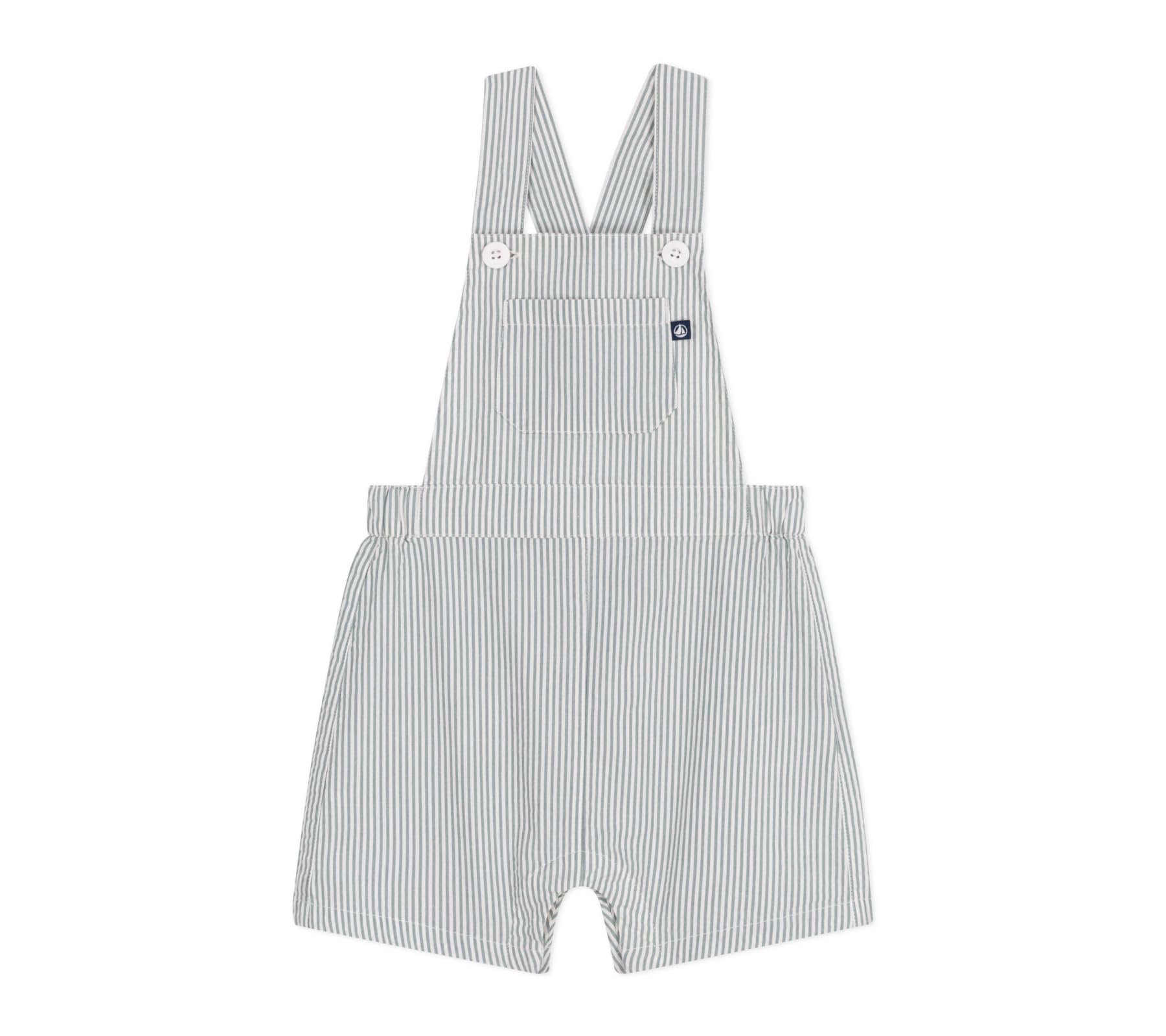 Petit Bateau A0CVA Salopette Courte Blanc/​Vert Bébé Garçon 12 mois