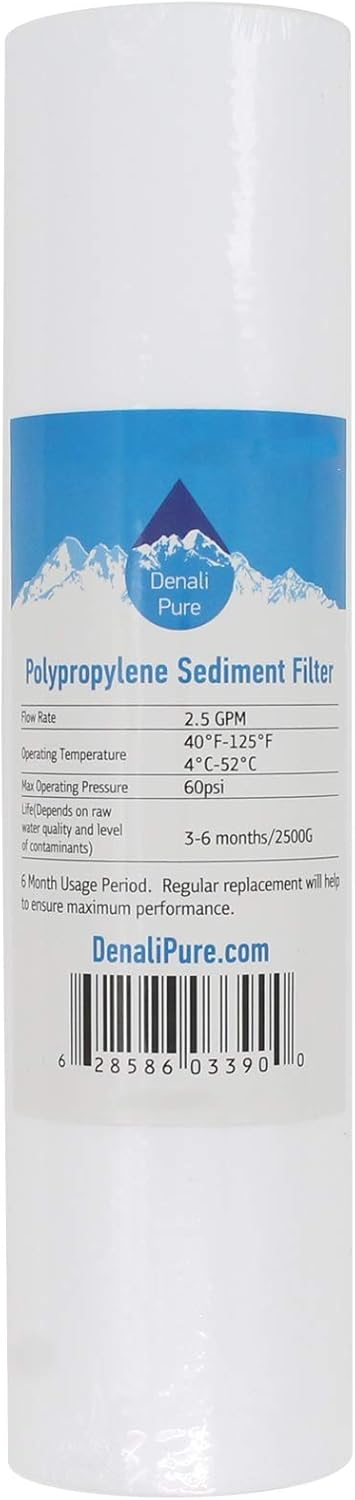 Box of Replacement for Everpure EV9293-01 Polypropylene Sediment Filter - Universal 10-inch 5-Micron Cartridge Compatible with Everpure Single 10" PreFilter Manifold (EV9293-01) - Denali Pure Brand
