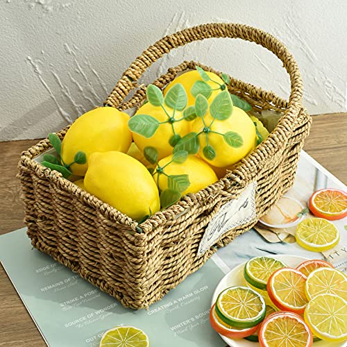 Haiops 12 Pcs Artificial Lemons With Leaves Lifelike Lemons Fruit Fake Lemon Fruit Decor For Home Kitchen Table Cabinet Decoration #TOP5