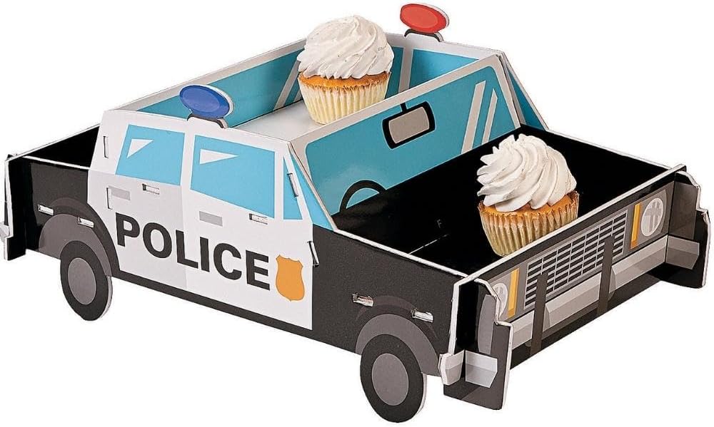 Fun Express - Police Party Cupcake Holder for Birthday - Party Supplies - Serveware & Barware - Misc Serveware & Barware - Birthday - 1 Piece