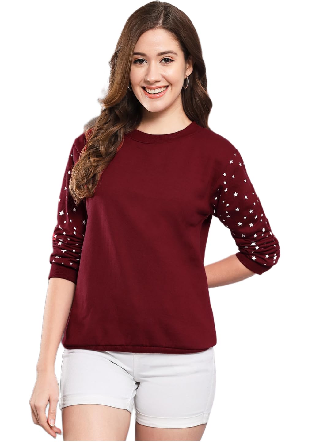 Women's Fleece Round Neck Sleeves Print Sweatshirt-image-39
