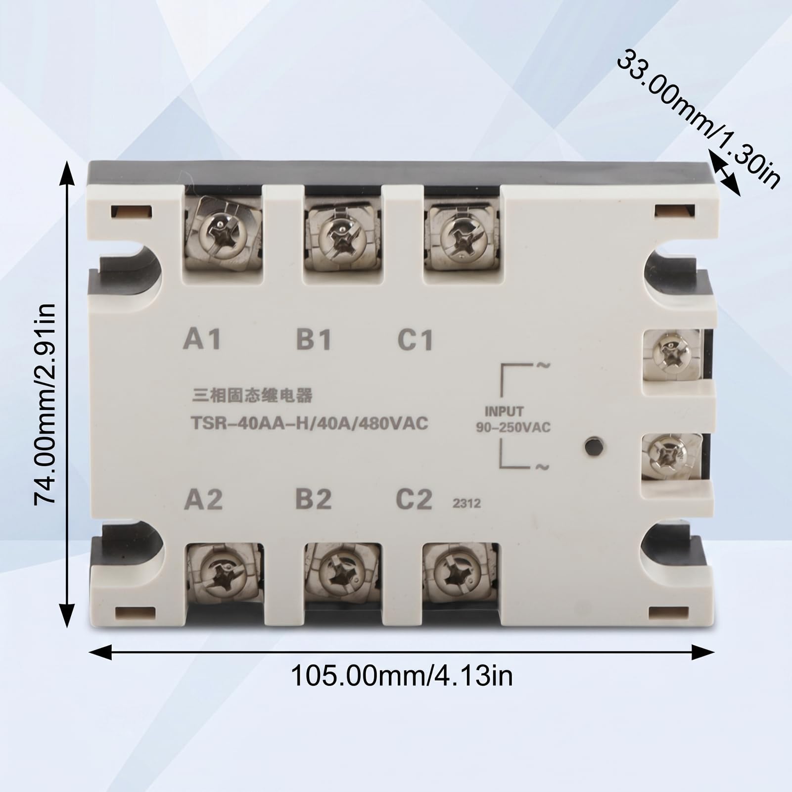 Relè a stato solido trifase 40A CA SSR 90‑250VAC Carico 24‑480VAC TSR‑40AA H per automazione industriale