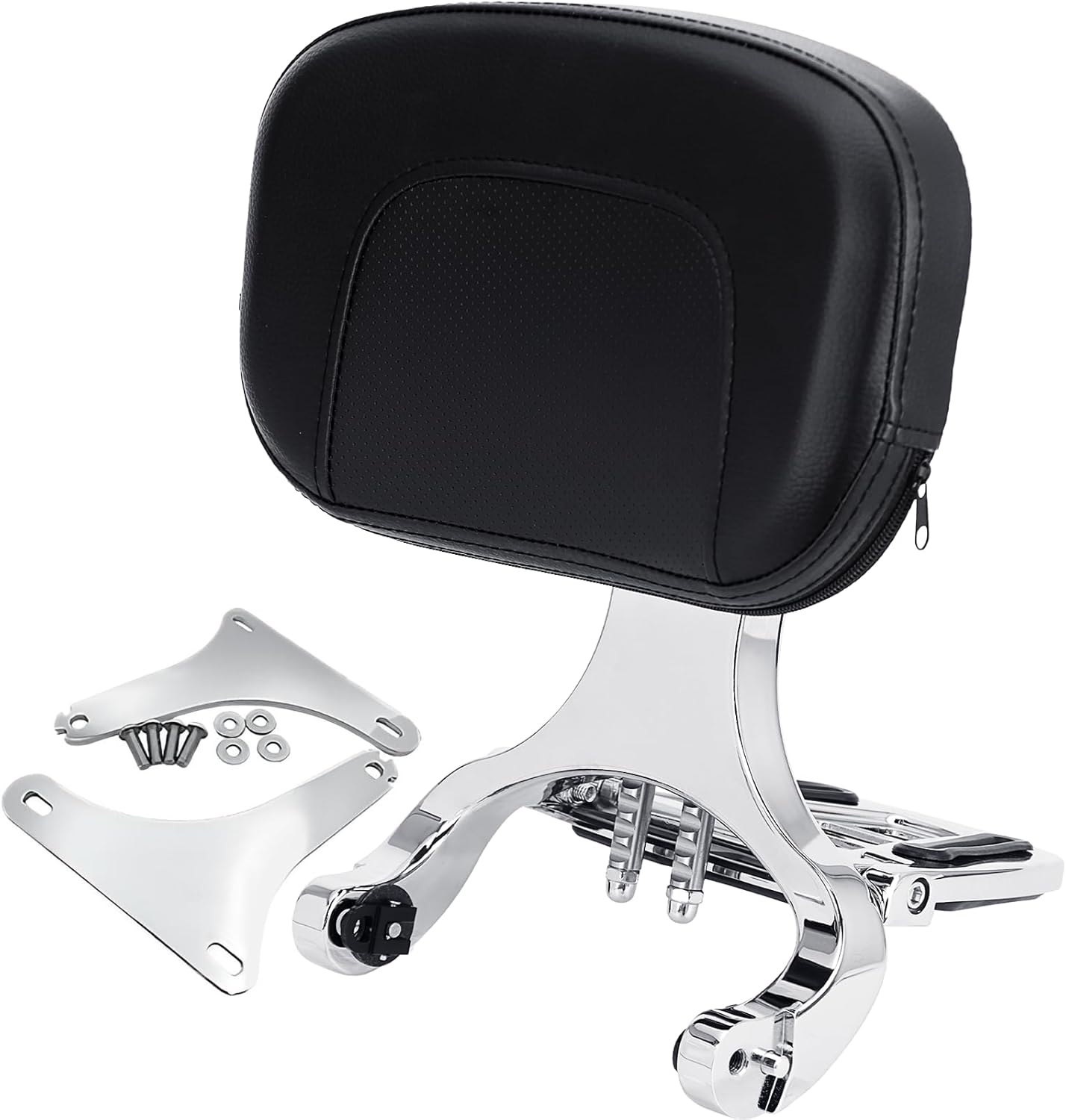 Detachable Folding Sissy Bar Backrest, With Luggage Rack Passenger Driver Backrest, For Harley Touring Fat Boy Street Bob Dyna Softail Sportster Road King (Silver, Sl/De/He 2001-2017)