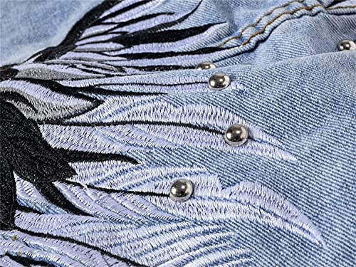 Lazutom Men's Cowboy Punk Denim Vest Distressed Sleeveless Jeans Vest Waistcoat4