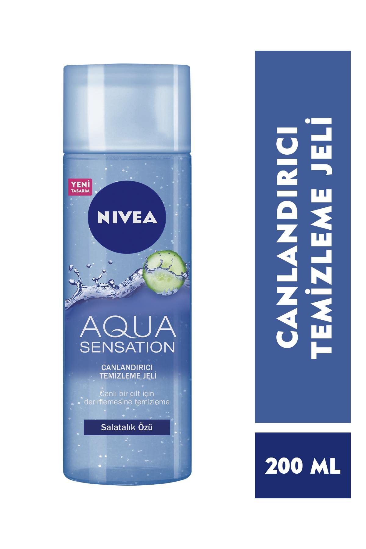 NIVEA Aqua Sensation Canlandırıcı Yüz Temizleme Jeli (200 ml), Salatalık Özü İçeren Formül ile Etkili Yüz Temizleme, Canlanmış Cilt Tonu, Tüm Cilt Tipleri