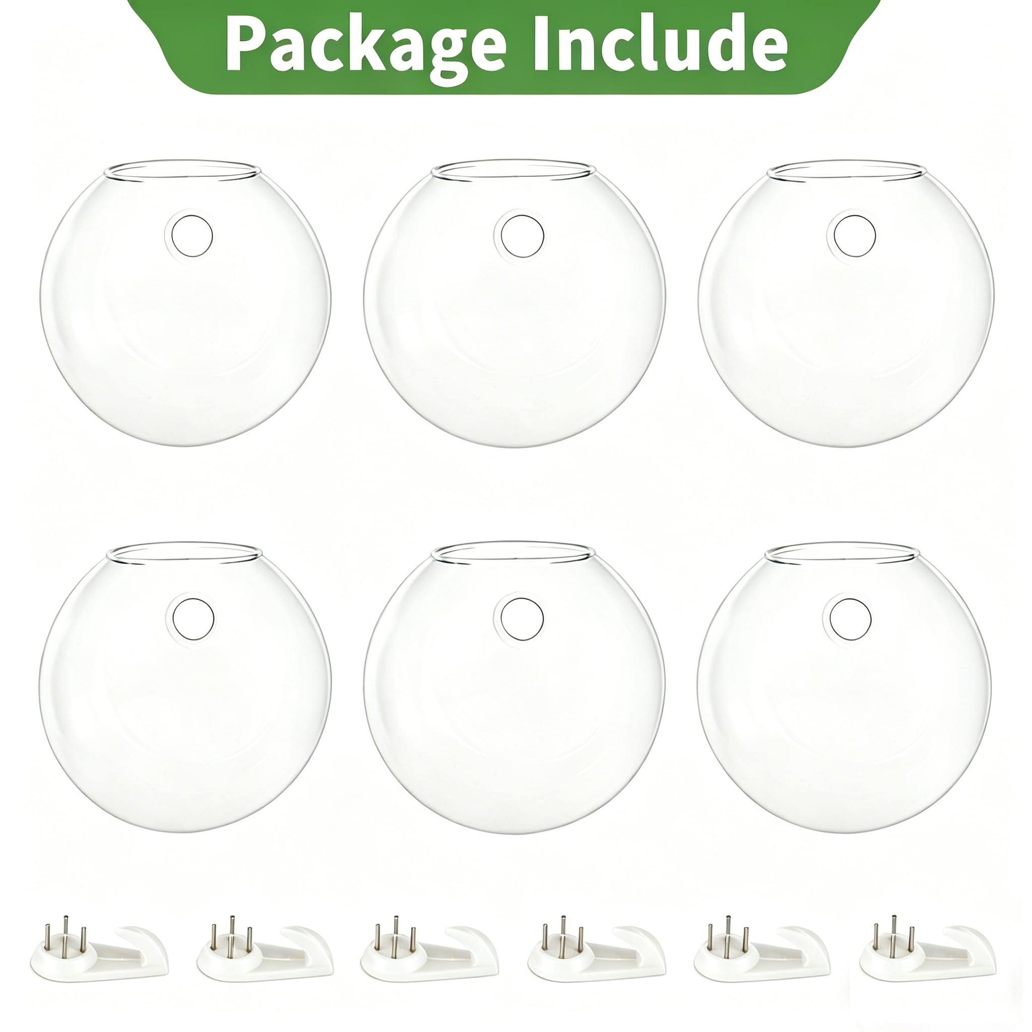 NUPTIO 6 Pièces Jardinières en Verre à Suspendre 10cm de Diamètre en Verre Rond Pot - Eau Planter des Vases Air Fleur Vase Plante Terrariums Conteneur de Plantes