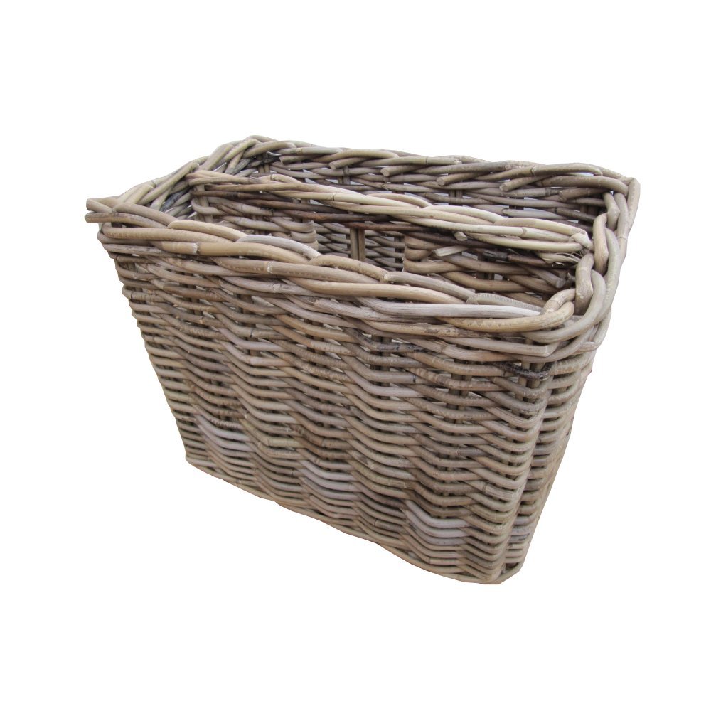 Emny Grey Rattan Magazine Rack Storage Basket