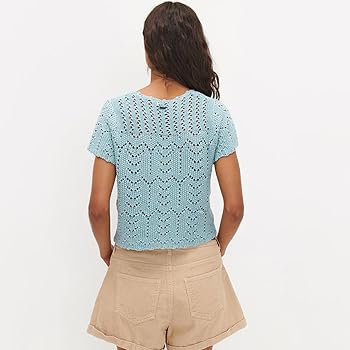 トップス TWILL FLAP SUMMER KNIT TOPS TWILL FLAP SUMMER KNIT TOPS ブラック English Knitting Pattern