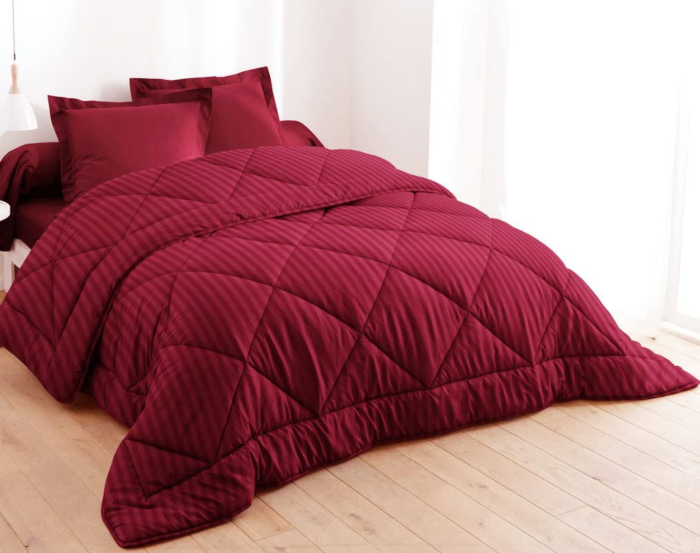 VAS COLLECTIONS 210 TC Satin Stripes Reversible AC Comforter/Blanket for Winter/Quilt/Duvets for King Size Double Bed 220 GSM for Home/Hotel/Hospital Uses (230X250 cm – Red & Maroon)