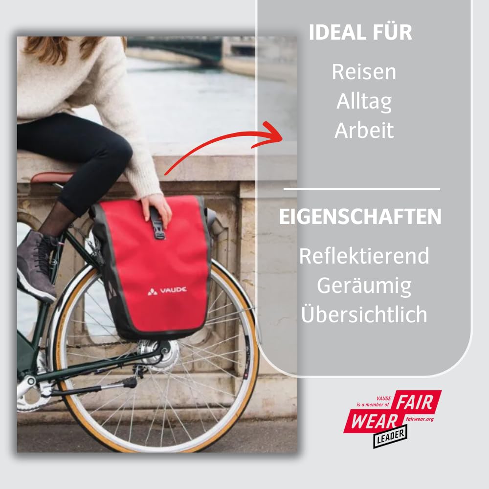 VAUDE Aqua Back Single Sacoche de vélo pour roue arrière - Volume 24 l - matière bâche sans PVC