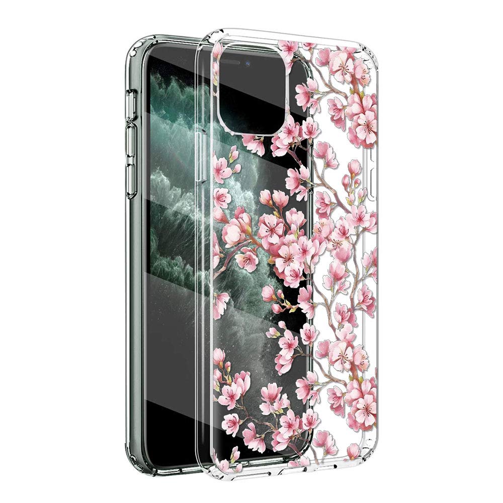 Yoedge Clear Silicone Case for iPhone 11 Pro 5.8inch,Soft TPU Shockproof Transparent Bumper Cover for iPhone11Pro, Women Girl Fashion Anti-Scratch Protective Phone Case Back Cover - Cherry blossoms