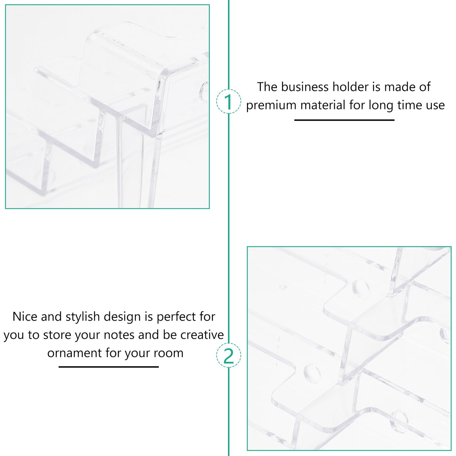 Caja de Tarjetas de Visita de Acrílico Transparente 2 Piezas | Organizador Compacto para Notas, Diseño Limpio y Ordenado, Uso en Escritorio y Habitación